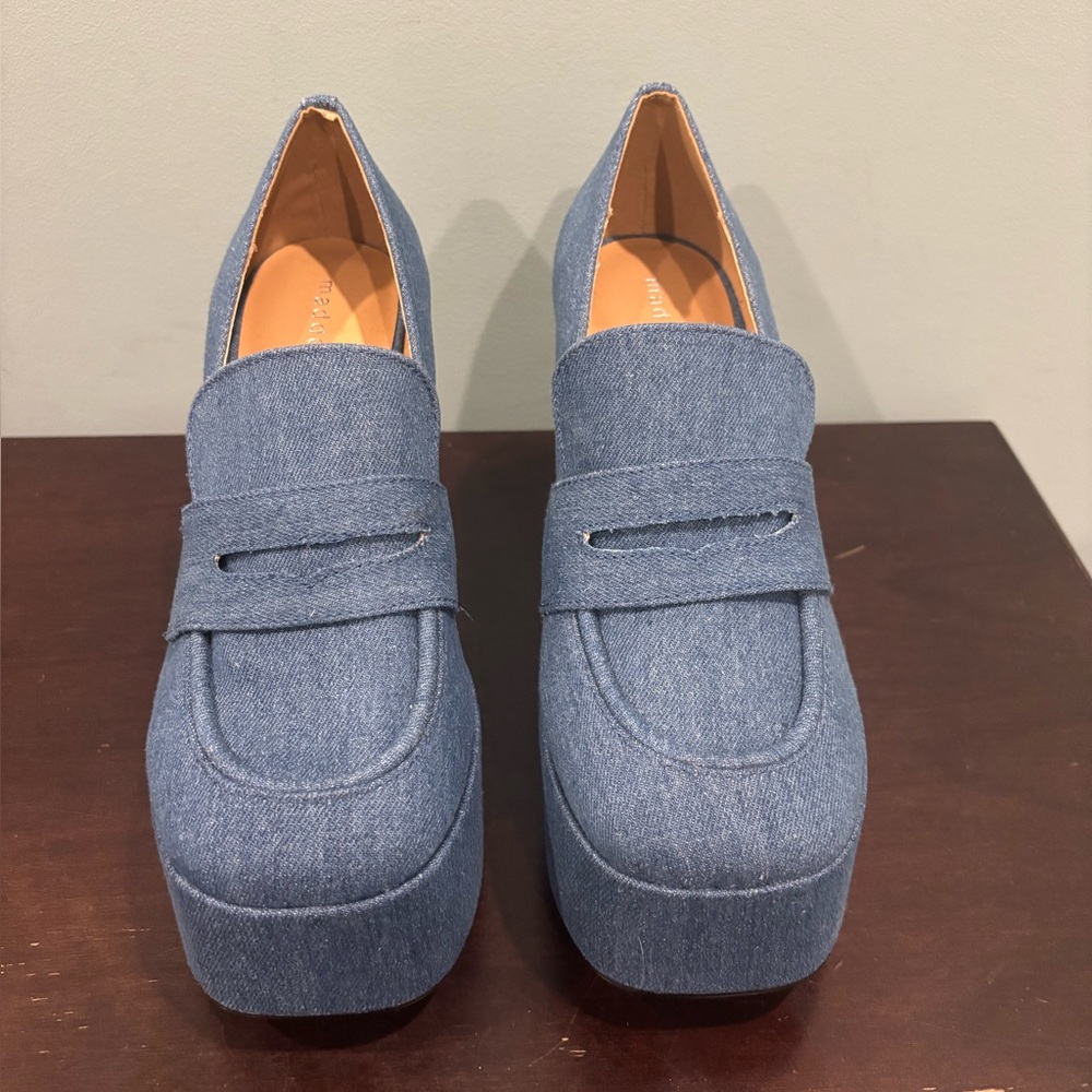 Madden Girl Cherilyn Tailored Loafer Denim Platform Shoes